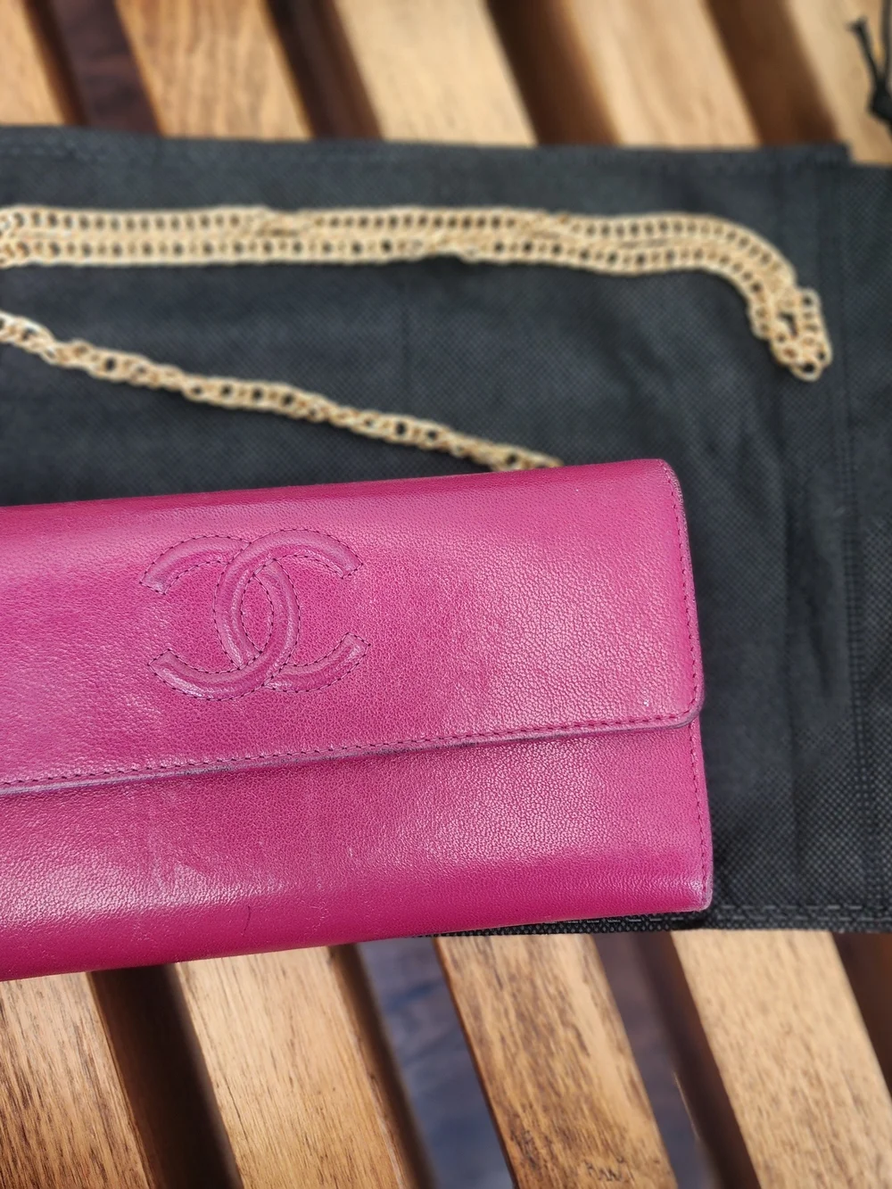 CHANEL CC Stich Leather Long Wallet